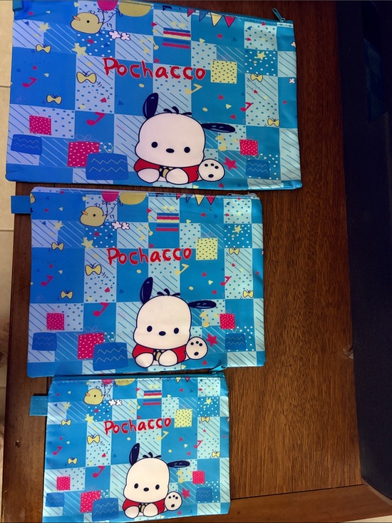 Other - Pochacco Blue Patchwork Pouch Set 3pc